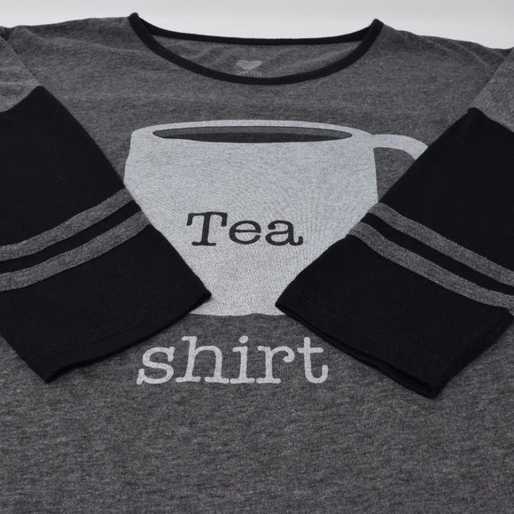 2Kuhl Tea Shirt Women Small Ringer Raglan Grey Tee Novelty Whimsical Casual - Picture 7 of 13